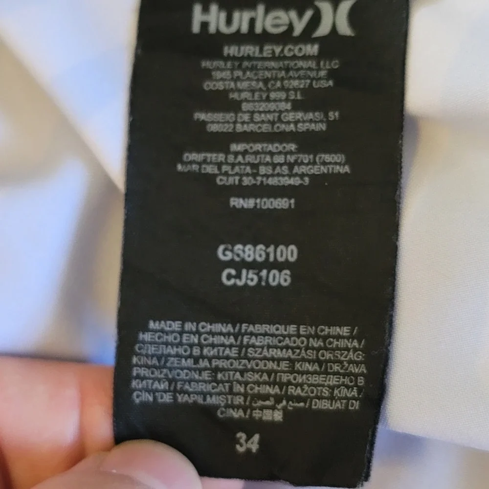 Hurley Board‎ Shorts Mens 34 Blue Tie Dye Tropical Palm Leaf Swim Trunks Surf